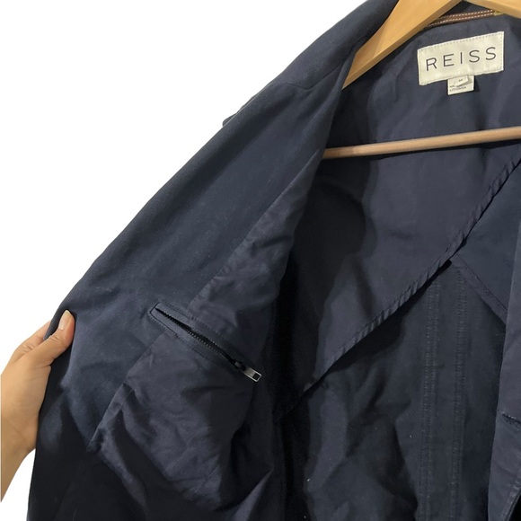 REISS Men’s Navy Blue Button Down Cotton Utility Jacket Coat - Picture 9 of 11